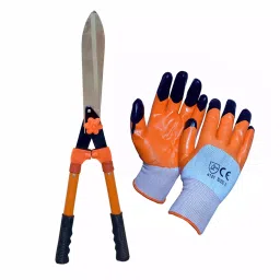 JetFire Wooden Steel Hedge Shears with Rubber Grip Handle and Hand Gloves - Comfortable-image-12