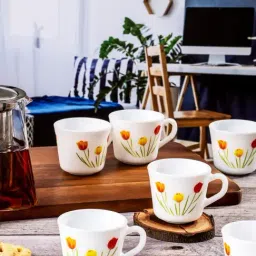 Cello White Opalware Printed Coffee Mug - Set of 6-picture-28