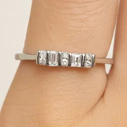 Silver by HM Women Sterling Silver Stones Studded Finger Ring-image-2