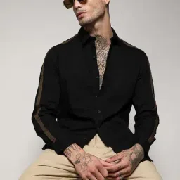 Campus Sutra Jet Black Cotton Regular Fit Shirt-picture-39