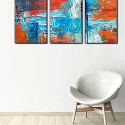 999Store Set Of 3 Blue & White Abstract Painting Wall Art-picture-30