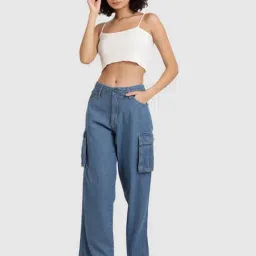 Bene Kleed Blue Cotton Mid Rise Flared Jeans image 4