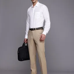 Louis Philippe Men Checked Slim Fit Formal Trousers image 4