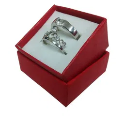Ringzinnie Unisex Set Of 2 Stainless Steel Artificial Stones Studded Couple Finger Rings-picture-24