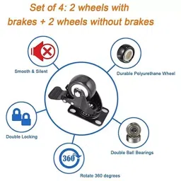 Implemental 4 Pcs Furniture Caster Wheels with 360˚ Top Plate 2 inch Black for Home & Office image 2