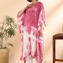 Maaesa Women Floral Dyed Flared Sleeves Kaftan Kurta image 3
