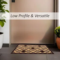 Aura 4-Pcs Brown & Black Hexagon-Printed Anti-Skid Doormat image 3
