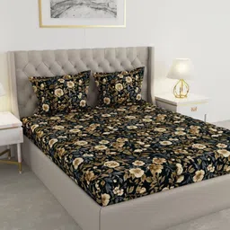 Raymond Home Black & Brown Printed 100 TC Queen Bedsheet Set-2.25 m x 2.50 m-picture-11