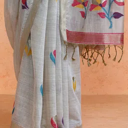 Mitera Woven Design Zari Muga Saree With Blouse Piece image 2