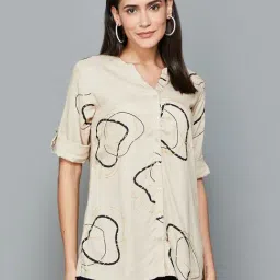 Melange by Lifestyle Beige Printed Shirt-image-5