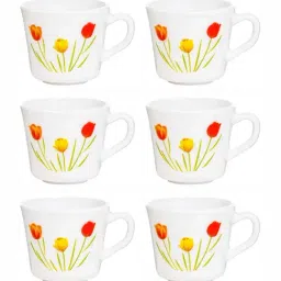 Cello White Opalware Printed Coffee Mug - Set of 6 image 2
