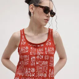 The Roadster Life Co. Tribal Printed Sleeveless Relaxed Fit T-shirt-image-59