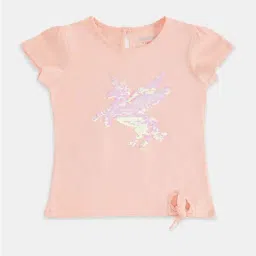Pantaloons Junior Kids Peach Cotton Embellished T-Shirt Set-picture-49