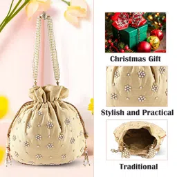 Kuber Industries Embroidered Embellished Potli Clutch image 4