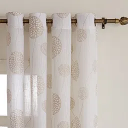 HOMEMONDE Gold-Toned & White 2 Pieces Geometric Sheer Window Curtain image 2