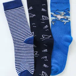 Pine Kids Ankle Length Antimicrobial Socks Set of 3 - Blue-image-63