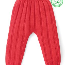 Babyhug Cable  Knit Full Length Pyjama Solid Colour - Red-image-126