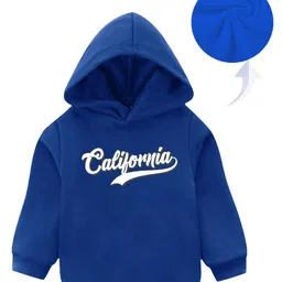 KAVEE Fleece Full Sleeves Typography Printed Hooded Sweatshirt - Royal Blue-picture-14