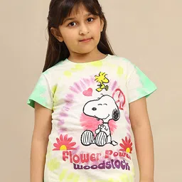 Kidsville Cotton Peanuts Featuring Half Sleeves Snoopy Printed Tee -Yellow & Red-picture-26