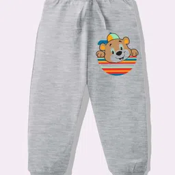 KAVEE Pure Cotton Knit Biowashed Full Length Cute Teddy Printed Lounge Pants - Grey-picture-28