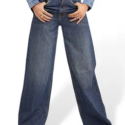 DAYER Women Wide Leg High-Rise Highly Distressed Light Fade Jeans-picture-19