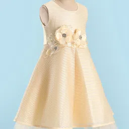 Mark & Mia Full Length Sleeveless Frock Floral Applique- Cream image 2