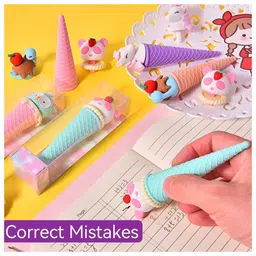 SKB Ice Cream Cone Shaped Eraser Pack of 1 - Color & Design May Vary image 2