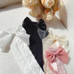 Kidofash Pack Of 4 Bow Applique Detailed & Self Designed Socks - Dark Pink image 2