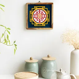 Mirai Woods Blue & Yellow Wooden Wall Plate-picture-29