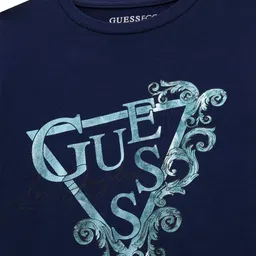 GUESS kids Girls Typography Printed Round Neck Cotton T-shirt image 3