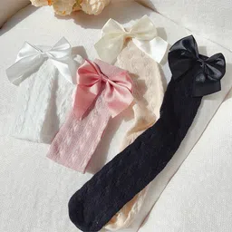 Kidofash Pack Of 4 Bow Applique Detailed & Self Designed Socks - Dark Pink image 3