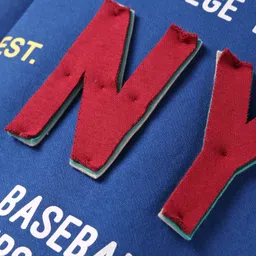 Little Kangaroos Fleece Knit Full Drop Shoulder Sleeves Hooded Sweatshirt with Text Print - Royal Blue image 4