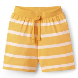 Babyhug Single Jersey Knit Striped & Shark Printed Shorts Pack of 3 - Lilac Yellow & Light Green image 4