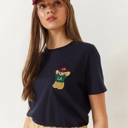 BIANCO LUCCI Women Graphic Printed Round Neck Cotton T-shirt-picture-22