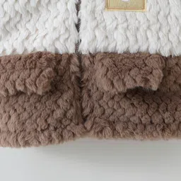 Kookie Kids Full Sleeves Winter Fur Jacket with Patch & Pockets - Brown image 5