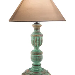 Homesake Rustic Algae French Trophy Carved Table lamp with White Cone Shade image 5