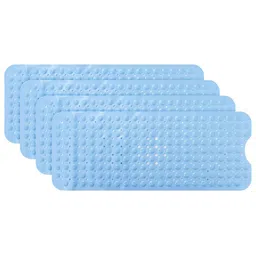 Kuber Industries 4-Pcs Blue Polyester 240 GSM Bath Rugs image 1