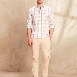 U.S. Polo Assn. Men Tailored Fit Checked Spread Collar Casual Shirt image 5