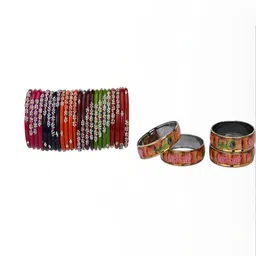 SOMIL Set Of 28 Artificial Stones Studded Ethnic Bangles-image-45