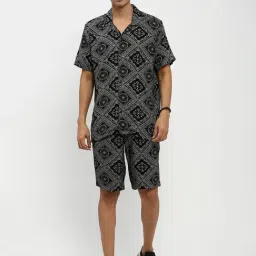 SHOWOFF Black Slim Fit Printed Co-Ord Set-image-35