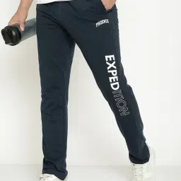 Octave Dusty Navy Cotton Regular Fit Printed Trackpants-picture-24