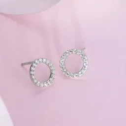 Zavya Round CZ Studded Gold-Plated 92.5 Sterling Silver Stud-picture-13