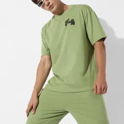 Campus Sutra Green Regular Fit Oversized Open Mind Printed Co-Ord Set-picture-20