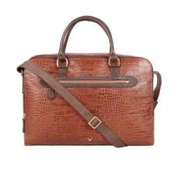 Hidesign Tan Textured Laptop Messenger Bag-image-41