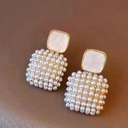 VAGHBHATT Gold-Plated Mother Of Pearls Studded and Pearls Beaded Drop Earrings-picture-20