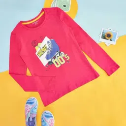 Pantaloons Junior Fuchsia Pink Cotton Printed Full Sleeves T-Shirt-image-85