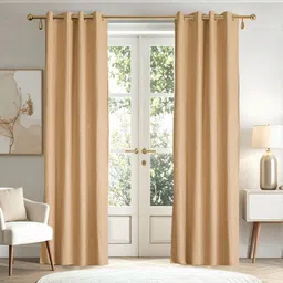 Home Centre Glimmer Marison Brown 2 Pieces Self Design Door Curtains-image-84