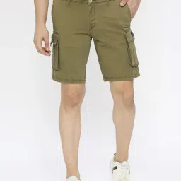 Spykar Olive Green Cotton Slim Fit Denim Shorts-picture-13