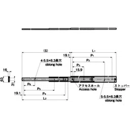 TAKIGEN Heavy Duty Slide Rail 558.8 mm Length Zinc Plating Chromate Treatment, K-350-24 image 2