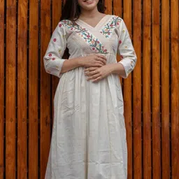 Shri pradha Floral Printed Round Neck Cotton Silk Wrap Ethnic Dress-picture-17